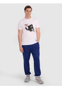 4f - 4F T-shirt regular z nadrukiem siatkarskim męski - biały M. Okazja: na co dzień, do domu. Kolor: biały. Materiał: bawełna, jersey, materiał. Wzór: nadruk. Styl: sportowy, klasyczny, casual