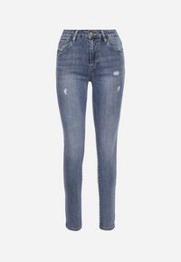 Born2be - Niebieskie Jeansy Typu Skinny z Przetarciami i Regularnym Stanem Aftellia. Kolekcja: plus size. Kolor: niebieski. Styl: rockowy, elegancki #6