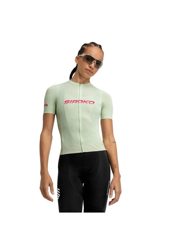 SIROKO - Damska koszulka rowerowa z tkaniny siatkowej z krótkim rękawem Kolarstwo Sirok. Kolor: zielony. Materiał: tkanina. Długość rękawa: krótki rękaw. Długość: krótkie. Sezon: lato. Sport: kolarstwo