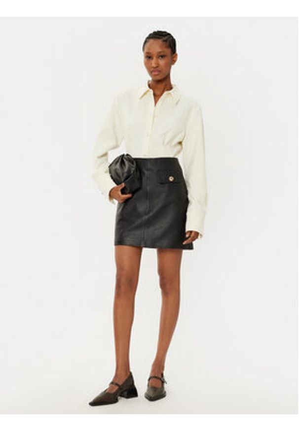 Bruuns Bazaar Spódnica skórzana GentianB BBW4324 Czarny Slim Fit. Kolor: czarny. Materiał: skóra