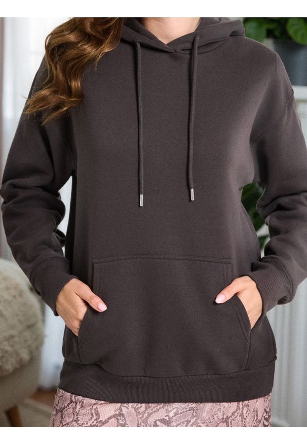 Sinsay - Gładka bluza z kapturem basic - szary. Typ kołnierza: kaptur. Kolor: szary. Wzór: gładki