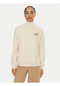 TOMMY HILFIGER - Tommy Hilfiger Bluza UW0UW04521 Beżowy Regular Fit. Kolor: beżowy. Materiał: syntetyk, bawełna