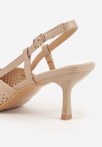 Renee - Beżowe Ażurowe Sandały na Szpilce Slingback Erilise. Zapięcie: sprzączka. Kolor: beżowy. Wzór: ażurowy. Obcas: na szpilce. Styl: elegancki #4