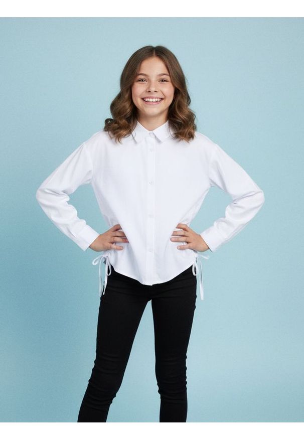 Sinsay - Koszula z marszczeniami - biały. Kolor: biały