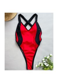 Intica - Strój kąpielowy jednoczęściowy z krzyżującymi ramiączkami odporny na chlor Otylie. Kolor: czerwony. Materiał: tkanina, materiał