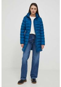 TOMMY HILFIGER - Tommy Hilfiger kurtka damska kolor niebieski przejściowa. Typ kołnierza: kaptur. Kolor: niebieski. Materiał: poliester #5