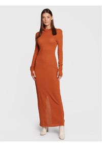 AMERICAN VINTAGE - American Vintage Sukienka dzianinowa Sovy SOV14AH22 Pomarańczowy Regular Fit. Kolor: pomarańczowy. Materiał: dzianina, bawełna. Styl: vintage