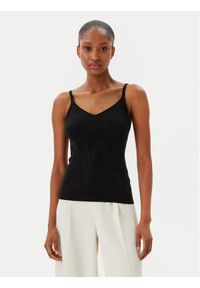 Fracomina Top FR25ST4006K410J9 Czarny Slim Fit. Kolor: czarny. Materiał: wiskoza