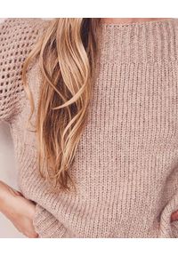 LOVE SHACK FANCY - Beżowy sweter Rosie. Kolor: beżowy. Materiał: wełna, prążkowany. Długość: długie. Wzór: ażurowy. Sezon: zima. Styl: elegancki #2