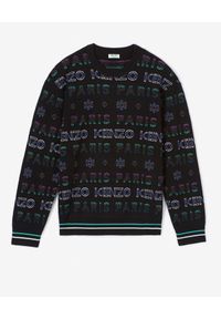 Kenzo - KENZO - Sweter z logo Holiday Capsule. Kolor: czarny. Materiał: wełna. Długość rękawa: długi rękaw. Długość: długie. Wzór: aplikacja, haft. Sezon: zima. Styl: wizytowy #4