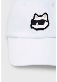 Karl Lagerfeld czapka z daszkiem kolor biały z aplikacją. Kolor: biały. Materiał: materiał. Wzór: aplikacja #3