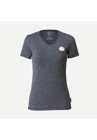 FORCLAZ - Koszulka trekkingowa damska Travel 100 Merino. Kolor: niebieski. Materiał: wełna, akryl, materiał. Długość: długie. Sezon: zima, lato #1