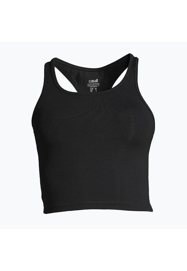 CASALL - Koszulka Damska Casall Crop Rib Racerback Oddychająca Elastyczna. Kolor: czarny. Sport: joga i pilates
