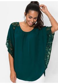 bonprix - Bluzka. Kolor: zielony. Materiał: poliester, koronka #2