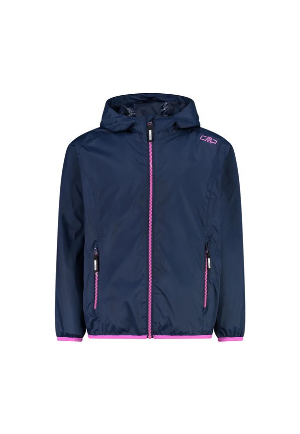 Dziewczęca wodoodporna kurtka z kapturem CMP. Typ kołnierza: kaptur. Kolor: niebieski. Sport: turystyka piesza