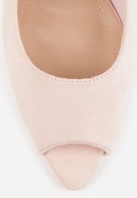 Born2be - Różowe Sandały na Szpilce z Odkrytą Piętą i Palcami Zitena. Okazja: na co dzień. Zapięcie: sprzączka. Kolor: różowy. Wzór: ażurowy. Obcas: na szpilce. Styl: casual, elegancki. Wysokość obcasa: średni #4