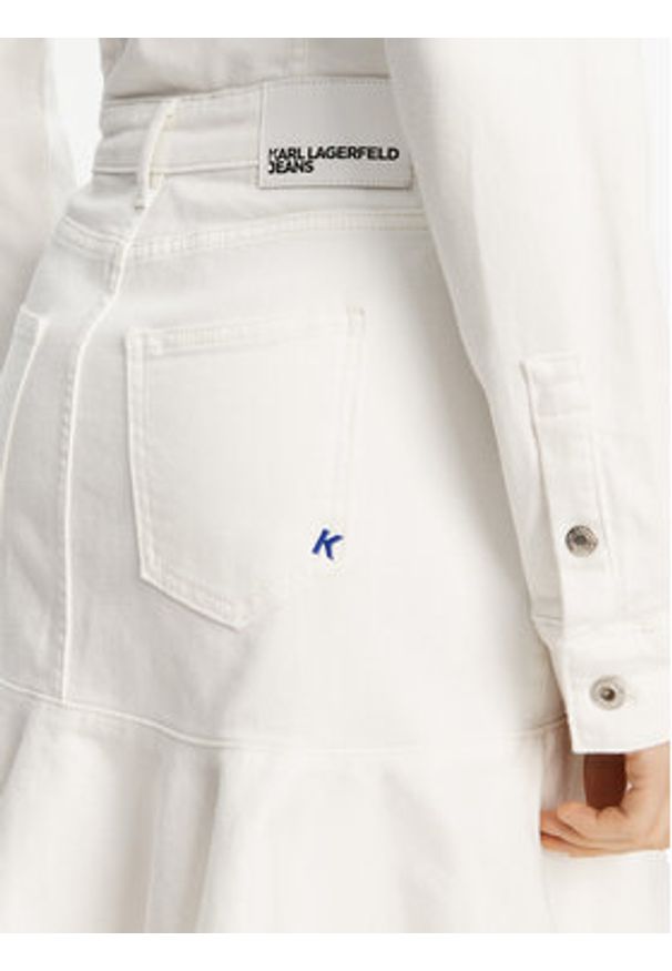 Karl Lagerfeld Jeans Sukienka jeansowa A2W13046 Biały Regular Fit. Kolor: biały. Materiał: bawełna