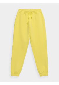 4f - Spodnie dresowe joggery damskie. Kolor: żółty. Materiał: dresówka