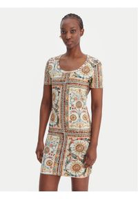 Just Cavalli Sukienka codzienna 80PAOE02 CJ112 Beżowy Slim Fit. Okazja: na co dzień. Kolor: beżowy. Materiał: bawełna. Typ sukienki: proste. Styl: casual #1