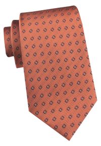 Krawat Męski - Angelo di Monti - Pomarańcz w Groszki. Materiał: tkanina. Wzór: grochy. Styl: elegancki, wizytowy