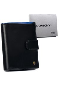 ROVICKY - Portfel męski skórzany RFID czarny Rovicky N4L-RVT-6900. Kolor: czarny. Materiał: skóra