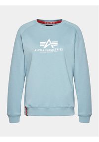 Alpha Industries Bluza New Basic Sweater 196031 Błękitny Regular Fit. Kolor: niebieski. Materiał: bawełna