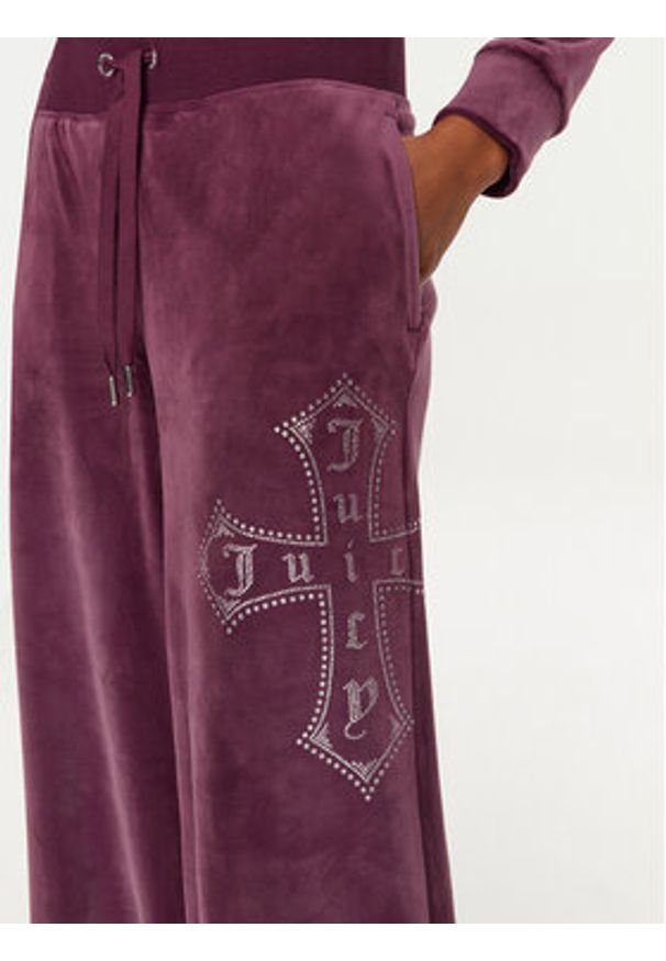 Juicy Couture Spodnie dresowe Jerry Cross JCBBJ224833 Bordowy Wide Leg. Kolor: czerwony. Materiał: syntetyk