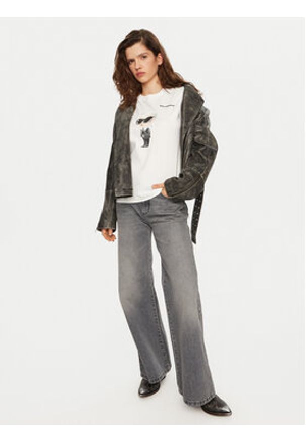 Karl Lagerfeld - KARL LAGERFELD T-Shirt A1W17130 Biały Regular Fit. Typ kołnierza: dekolt w karo. Kolor: biały. Materiał: bawełna