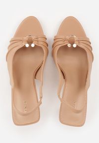 Born2be - Ciemnobeżowe Sandały VICES na Szpilce Ozdobione Marszczeniem i Aplikacją Elinaris. Okazja: na co dzień, do pracy. Kolor: beżowy. Wzór: aplikacja. Obcas: na szpilce. Styl: wizytowy, casual, elegancki #5