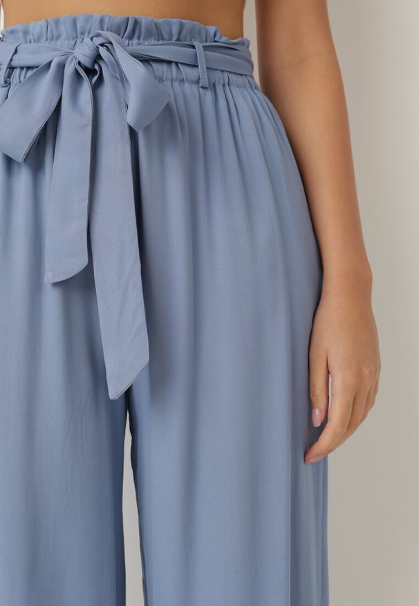 Born2be - Niebieskie Spodnie Szerokie Pheriko. Kolor: niebieski. Materiał: tkanina, guma, materiał, wiskoza. Długość: długie. Sezon: lato