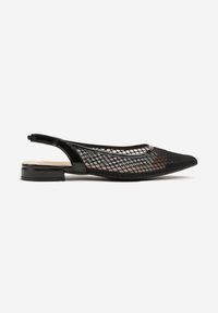 Renee - Czarne Sandały Typu Slingback z Siateczkową Cholewką Gallevia. Okazja: na spacer. Kolor: czarny. Wzór: kwiaty. Sezon: lato. Obcas: na obcasie. Styl: elegancki. Wysokość obcasa: niski #3