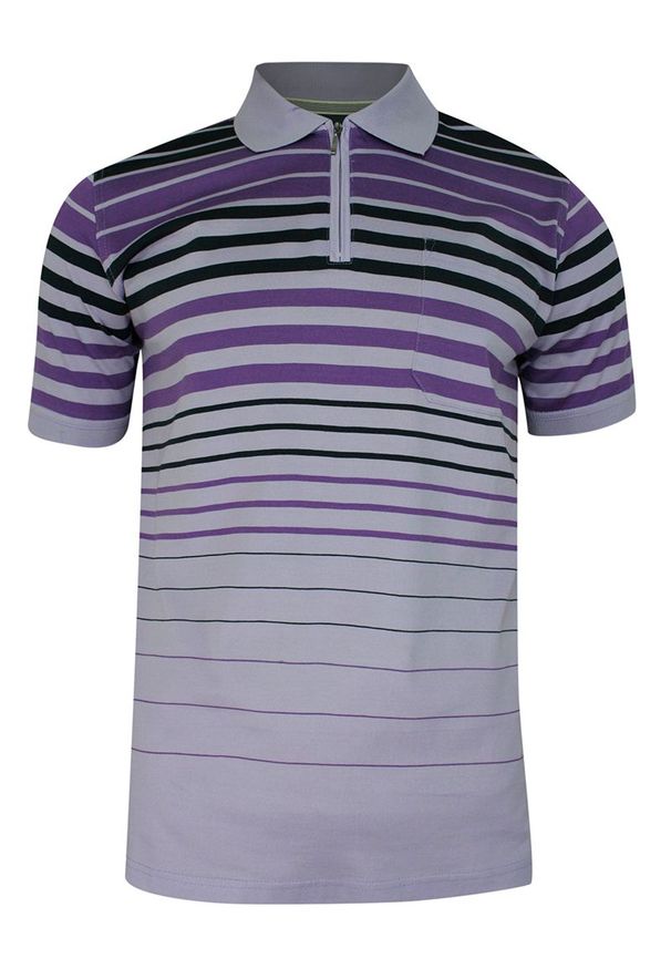Belika - Koszulka POLO, Fioletowa w Paski, Prążki, Męska, Krótki Rękaw, T-shirt -BELIKA. Okazja: na co dzień. Typ kołnierza: polo. Kolor: fioletowy. Materiał: bawełna. Długość rękawa: krótki rękaw. Długość: krótkie. Wzór: paski, prążki. Styl: casual