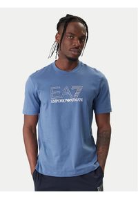 EA7 Emporio Armani T-Shirt 7M001307 AF10375 UB064 Niebieski Regular Fit. Kolor: niebieski. Materiał: bawełna #1