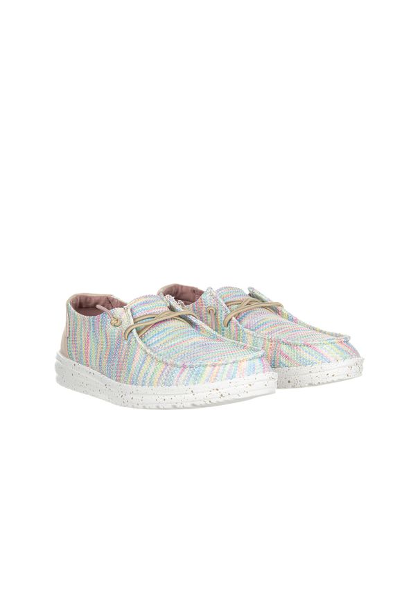 Półbuty HeyDude Wendy Sox Aurora White 003234, Wielokolorowy, Materiał. Kolor: wielokolorowy. Materiał: tkanina. Szerokość cholewki: normalna. Wzór: kropki. Sezon: wiosna, lato. Styl: klasyczny