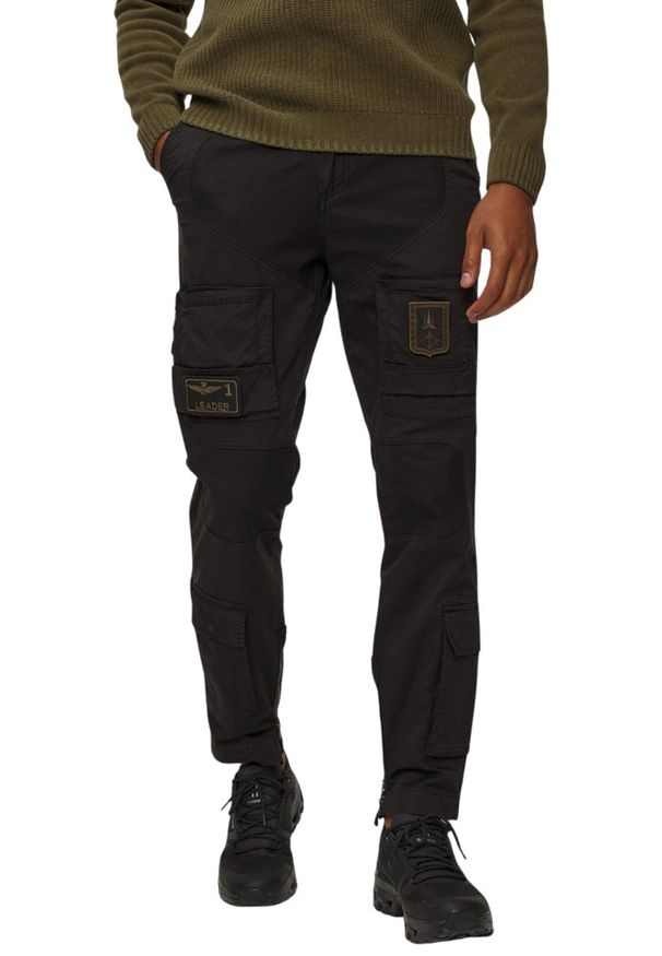 Aeronautica Militare - AERONAUTICA MILITARE Czarne męskie bawełniane bojówki, Rozmiar 54. Okazja: na co dzień. Kolor: czarny. Materiał: bawełna. Styl: sportowy, casual