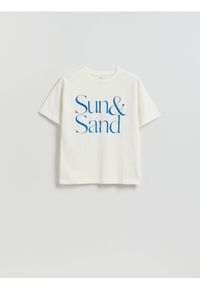 Reserved - Bawełniany t-shirt z nadrukiem - biały. Kolor: biały. Materiał: bawełna. Wzór: nadruk #1
