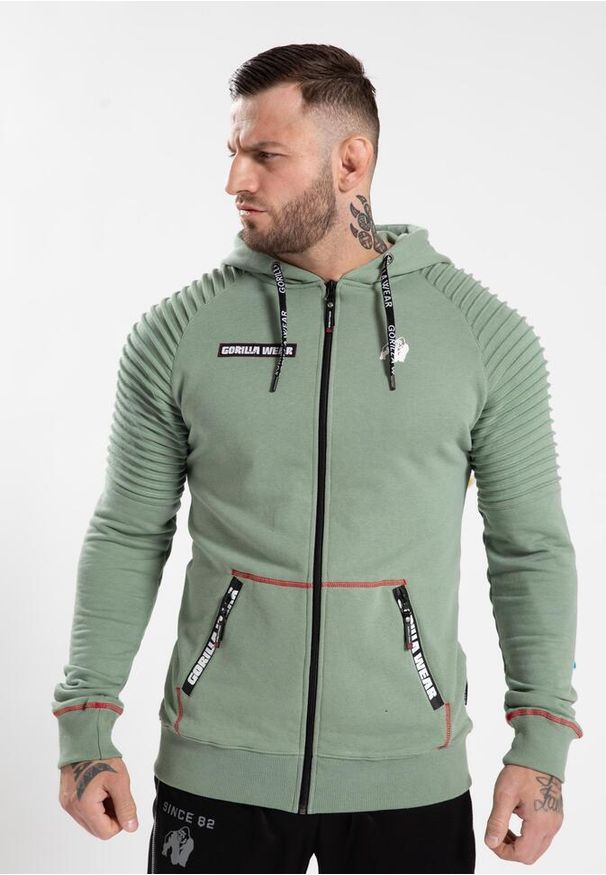 GORILLA WEAR - Georgia Bluza z kapturem zapinana na suwak - Zielony. Typ kołnierza: kaptur. Kolor: zielony. Sport: fitness
