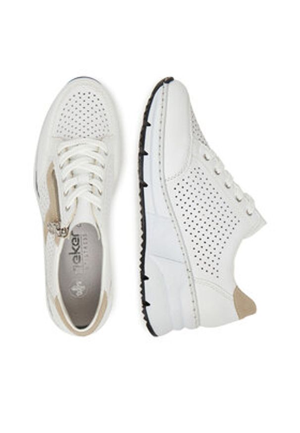 Rieker Sneakersy N6304-80 Biały. Kolor: biały. Materiał: skóra