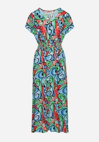 Born2be - Niebieska Bawełniana Sukienka z Abstrakcyjnym Wzorem Emilisse. Okazja: na co dzień. Kolor: niebieski. Materiał: bawełna. Styl: casual, klasyczny #5