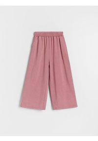 Reserved - Bawełniane spodnie wide leg - brudny róż. Kolor: różowy. Materiał: bawełna