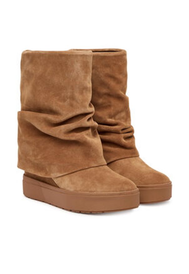 Guess Botki FLFGUI SUE10 Brązowy. Kolor: brązowy. Materiał: zamsz, skóra