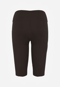 Renee - Brązowe Szorty Bikery High Waist z Wyszczuplającym Pasem Briarrose. Okazja: na co dzień. Stan: podwyższony. Kolor: brązowy. Materiał: len. Styl: sportowy, casual #4