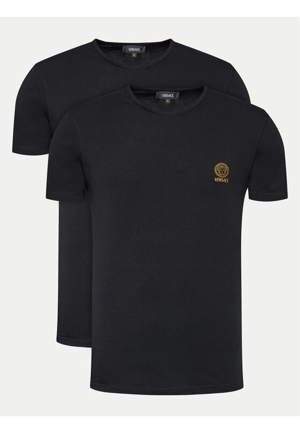 VERSACE - Versace Komplet 2 t-shirtów AU10193 Czarny Slim Fit. Kolor: czarny. Materiał: bawełna
