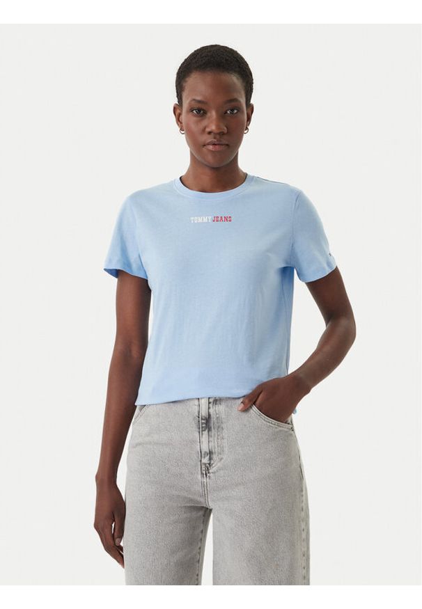 Tommy Jeans T-Shirt DW0DW22277 Błękitny Regular Fit. Kolor: niebieski. Materiał: bawełna