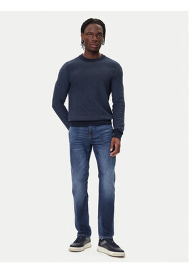 BOSS Sweter Klapok 50548673 Niebieski Regular Fit. Kolor: niebieski. Materiał: bawełna