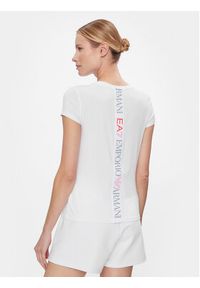 EA7 Emporio Armani T-Shirt 3DTT17 TJKUZ 1100 Biały Slim Fit. Kolor: biały. Materiał: syntetyk