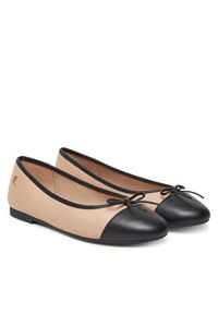 TOMMY HILFIGER - Tommy Hilfiger Baleriny Toe Cap Leather Ballerina FW0FW08759 Écru. Materiał: skóra #6