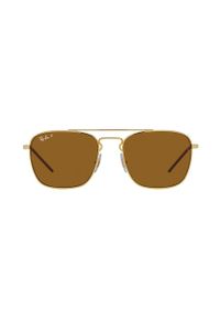 Ray-Ban okulary przeciwsłoneczne męskie kolor złoty. Kształt: prostokątne. Kolor: złoty #2