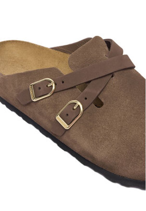 Birkenstock Klapki Blair D-Buckle 1032983 Brązowy. Kolor: brązowy. Materiał: zamsz, skóra