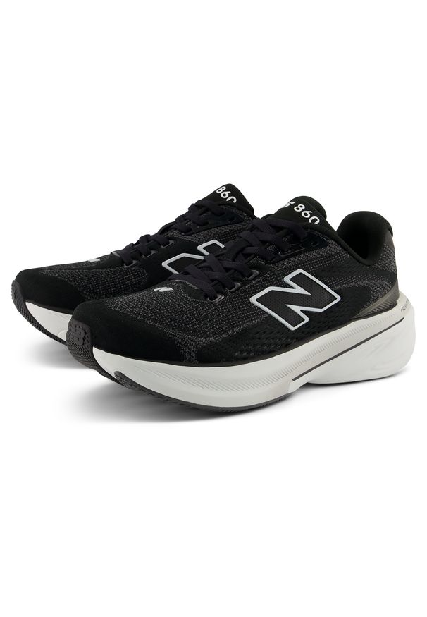 Buty damskie New Balance Fresh Foam 860 v15 W8604NE – czarne. Okazja: na co dzień. Kolor: czarny. Materiał: mesh. Szerokość cholewki: normalna. Wzór: geometria. Sport: fitness, bieganie